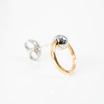 Yellow gold white gold ball circle push back earrings