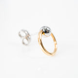 Yellow gold white gold ball circle push back earrings