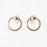 Yellow gold white gold ball circle push back earrings