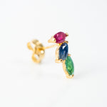 Marquis style multicolor earrings, 18k