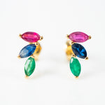 Marquis style multicolor earrings, 18k