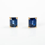 Set Emerald cut Sapphire Earrings and Pendant y/g 18k