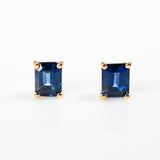 Set Emerald cut Sapphire Earrings and Pendant y/g 18k