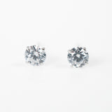 White gold round cz 4mm pushback