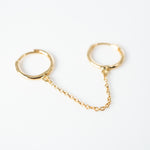 Double huggie chain earring y/g 14k