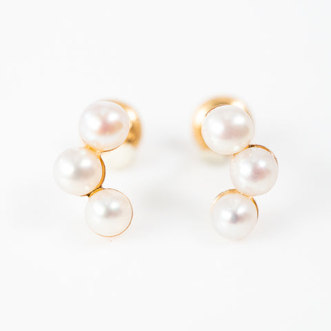 3 Pearl crawler style earrings