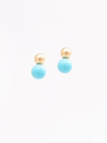 Classic Turquoise And Gold Dot Earrings