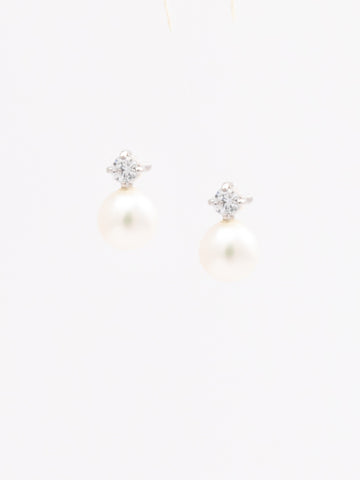 Mini Pearl And CZ Earrings