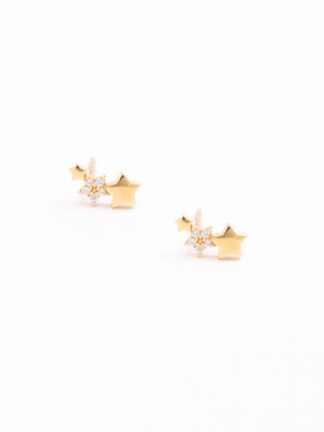 Crawler Mini 3 Stars Earrings