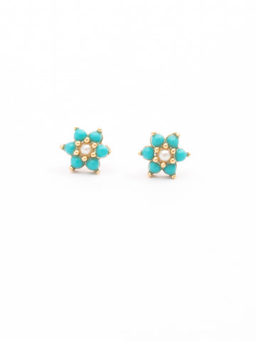 Classic Flower Turquoise Earrings