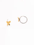 Hoop Earring White Gold With Yellow Gold Butterfly