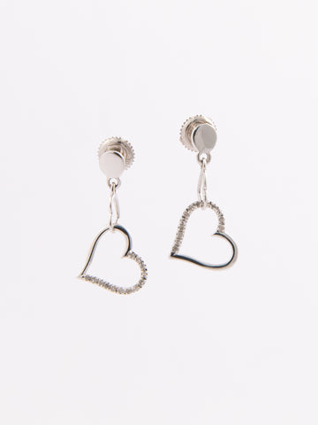 White Gold Heart Earrings