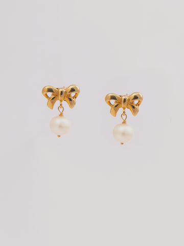 Bow & Dancing Pearl Earrings