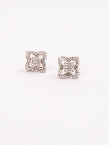 Flower Squares Pave Diamonds