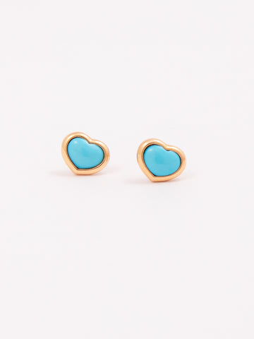 Rose Gold Heart Earrings And Turquoise