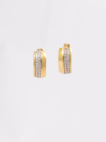 Double Sided Hoops Gold & Diamonds