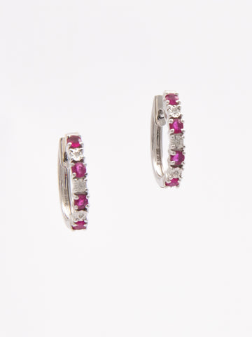 Diamond And Ruby Hoop Earrings