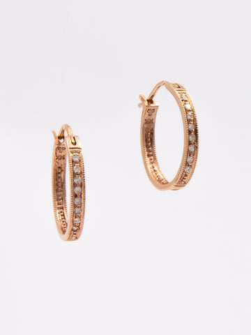 Rose Gold Diamond Hoops