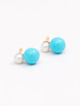 Classic Turquoise With Pearls On Top Earrings