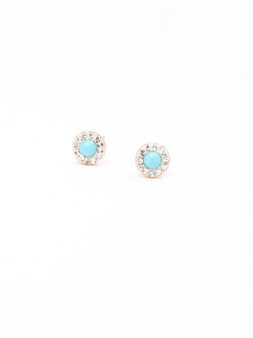 Mini Turquoise Earrings With Cz Circle