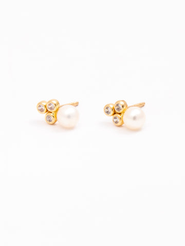 Classic Baby Pearl And Diamond Earrings