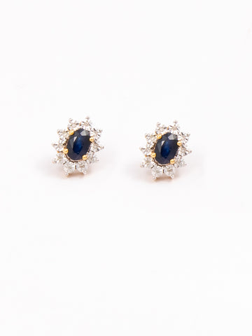 Imperial Sapphire Earrings With Diamonds Around