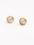 Stud Diamond Earrings With Yellow Gold All Around