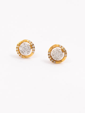 Stud Diamond Earrings With Yellow Gold All Around