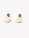 Hoop Pearl With Sapphire On Top Earrings