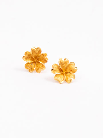 Yellow Gold Flower Earrings