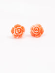 Coral Carved Flower Earrings