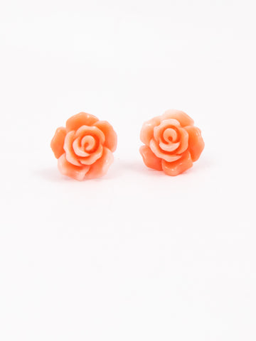 Coral Carved Flower Earrings