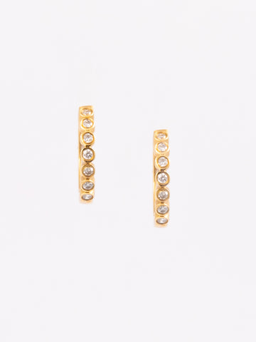 Hoop Earrings With Bezel Diamonds