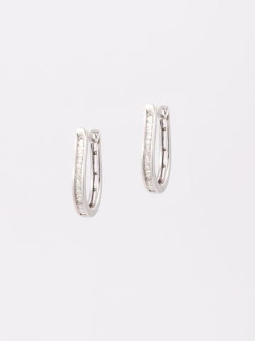 Hoop Square Shaped With Baguette Earrings