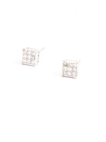 Square Diamond Stud Earrings