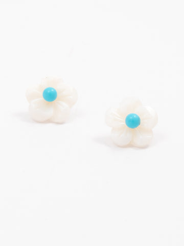 Mother Of Pearl Carved Flower Earrings