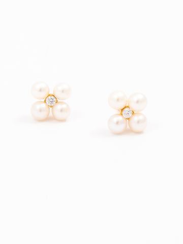 Classic 4 Pearls And Diamond Earrings