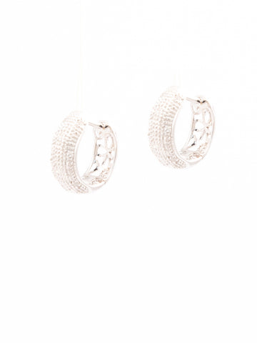 Classic White Gold Hoops With Pave Finish