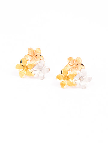 3 Tone Flower Earrings