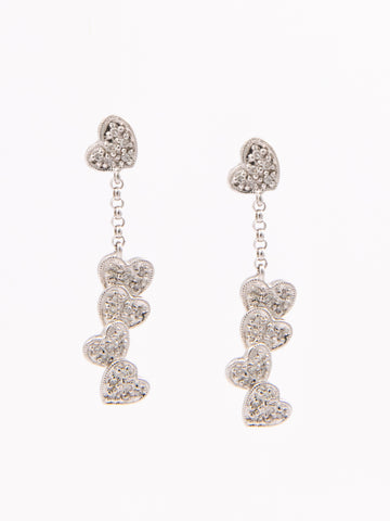 Long Diamond And Heart Earrings