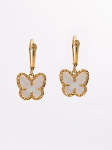 Butterfly Mother Of Pearl Hoop Earrings