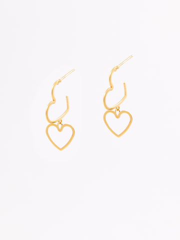 Modern Double Heart Earrings