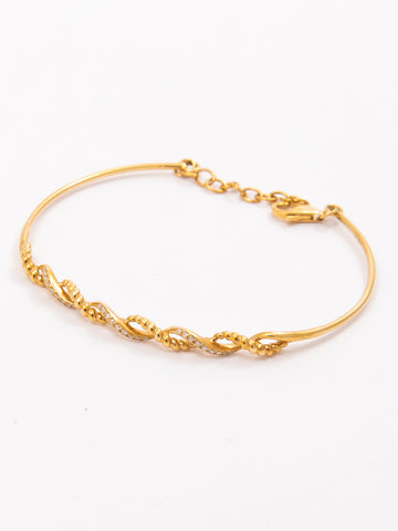 Yellow Gold Bangle With Braided Diamonds