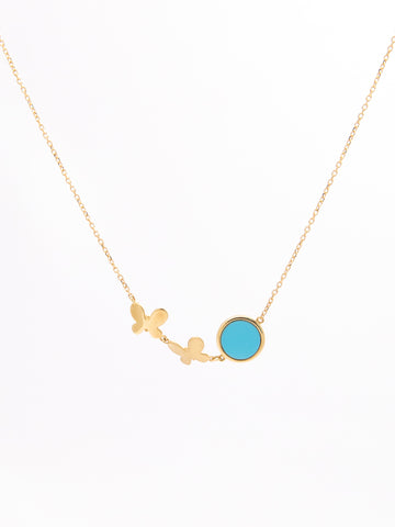 Stunning Butterfly And Turquoise Necklace