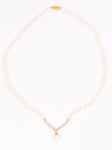 Pearl Strand Necklace With V Diamonds