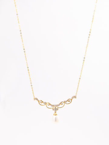 Carved Gold Necklace With Pearl