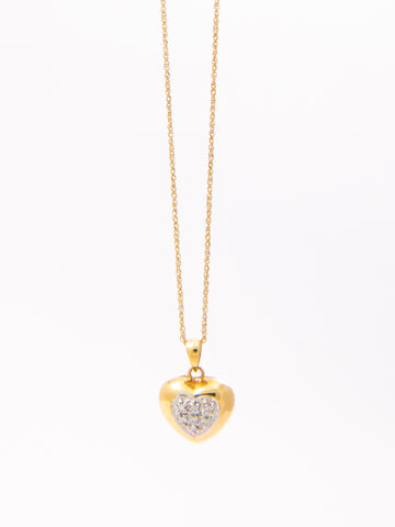 Heart And Diamond Pendant Necklace