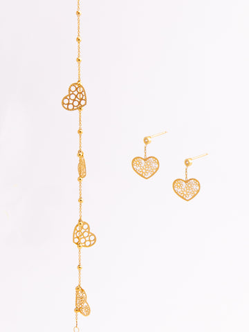 Carved Gold Heart Set