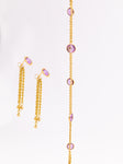 Modern Chain And Purple Topaz Earrings