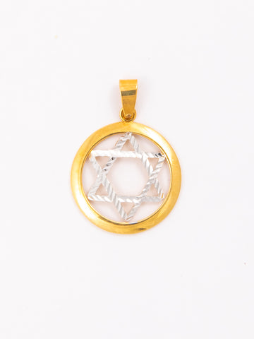 White And Yellow Gold Star Boys Pendant